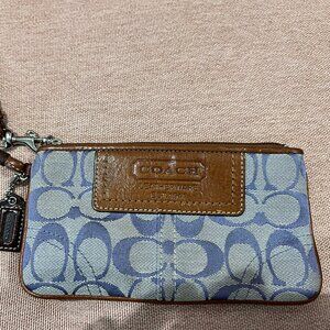 Coach leather trim wristlet